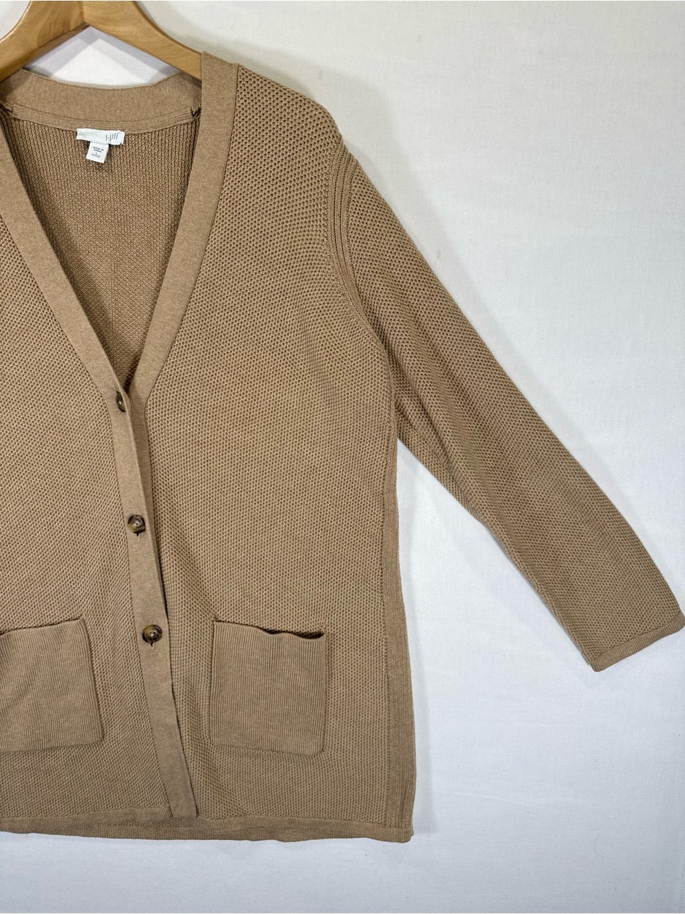 J. Jill Tan Button-Front V-Neck Cardigan - Picture 3 of 11